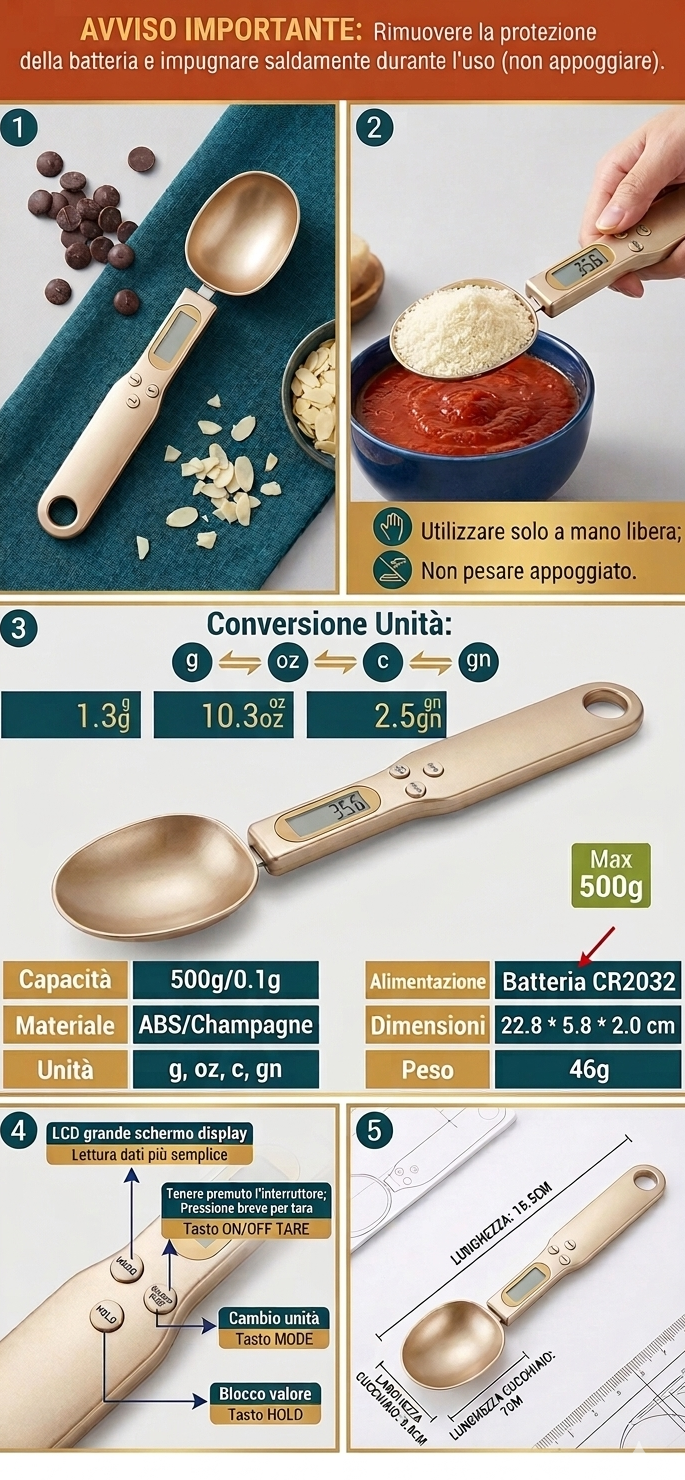 SpoonScale™ - Cucchiaio Bilancia Digitale ad Alta Precisione
